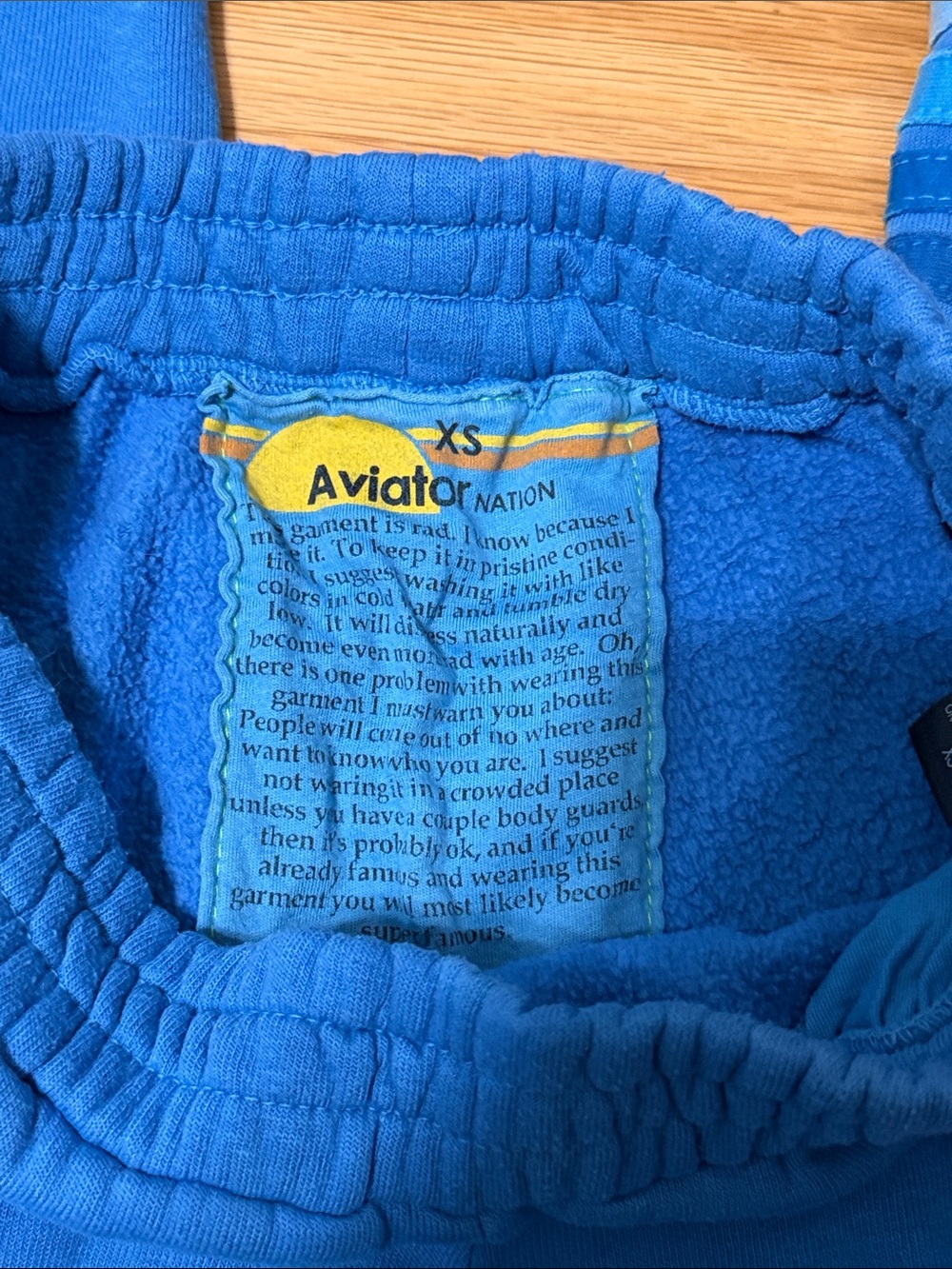 Aviator Nation Cross Striped Blue Rugby Sweatshirt Sweatpants SET - XS - Picture 10 of 11